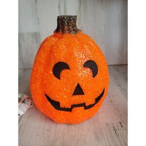 Halloween melted plastic Seasons orange Jack O'Lantern light up decor
